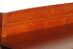 Detail in the excellent quarter sawed white oak grain in the back-splash plate rack.